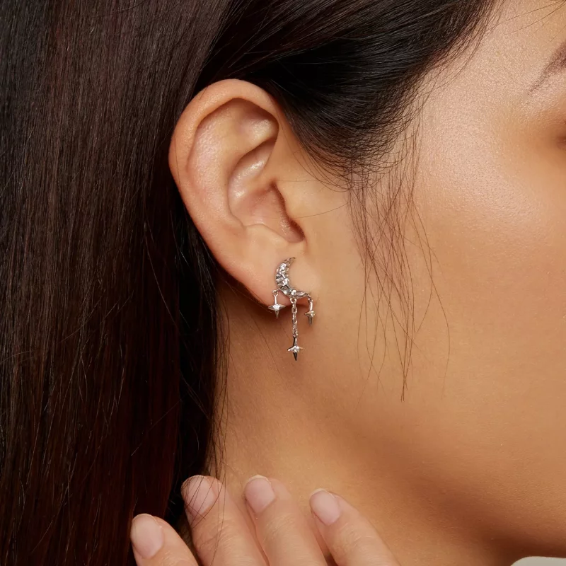 (imagen para) Pendientes de Estilo Pandora con Borla de Luna - BSE858 - Ver 6