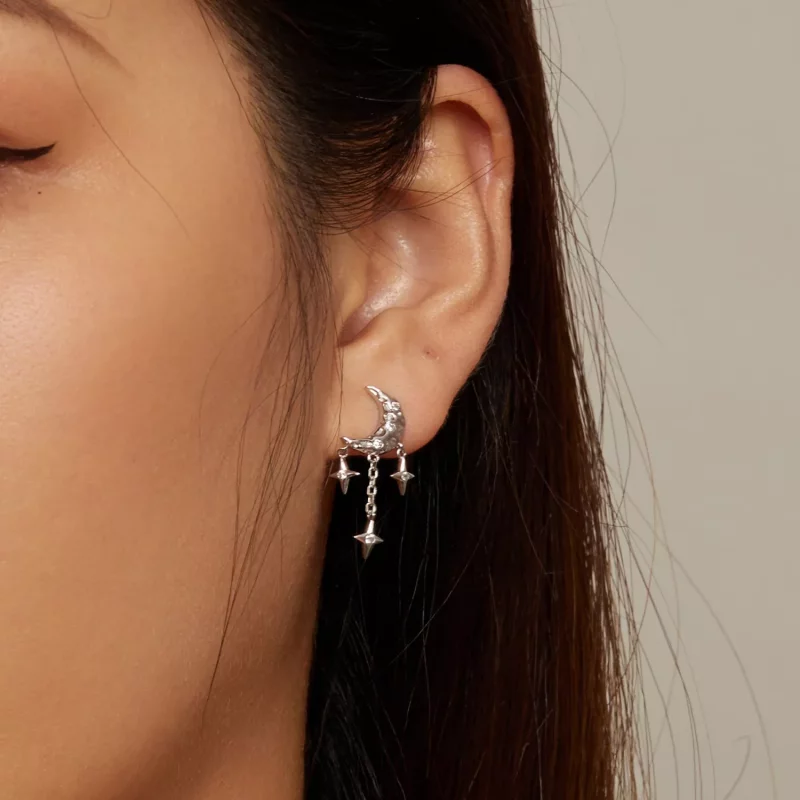 (imagen para) Pendientes de Estilo Pandora con Borla de Luna - BSE858 - Ver 7
