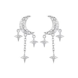 (imagen para) Pendientes de Estilo Pandora con Borla de Luna - BSE858