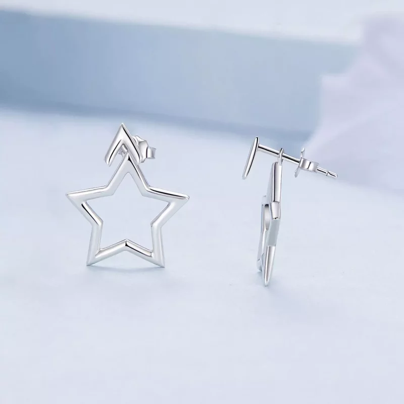 (imagen para) Pendientes de Estilo Pandora con Estrellas de Cinco Puntas - BSE901 - Ver 3