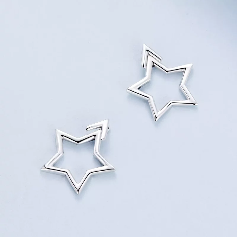 (imagen para) Pendientes de Estilo Pandora con Estrellas de Cinco Puntas - BSE901 - Ver 4