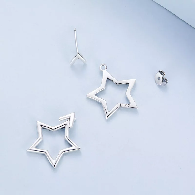 (imagen para) Pendientes de Estilo Pandora con Estrellas de Cinco Puntas - BSE901 - Ver 5