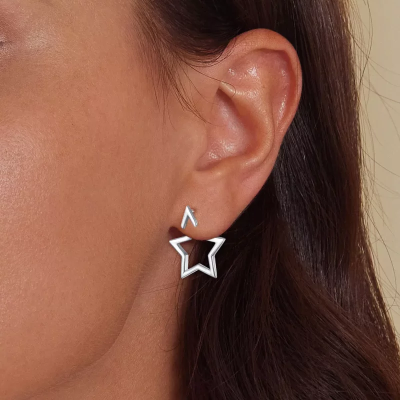 (imagen para) Pendientes de Estilo Pandora con Estrellas de Cinco Puntas - BSE901 - Ver 6