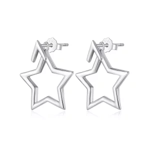 (imagen para) Pendientes de Estilo Pandora con Estrellas de Cinco Puntas - BSE901