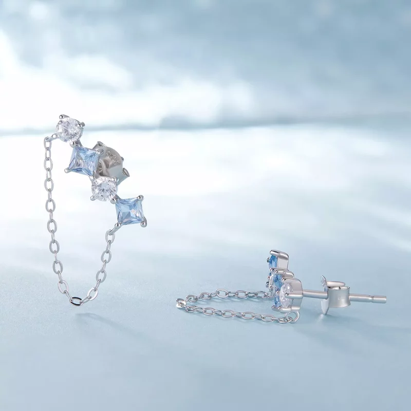 (imagen para) Pendientes de estilo Pandora con exquisitos detalles de piedras - SCE1585 - Ver 2