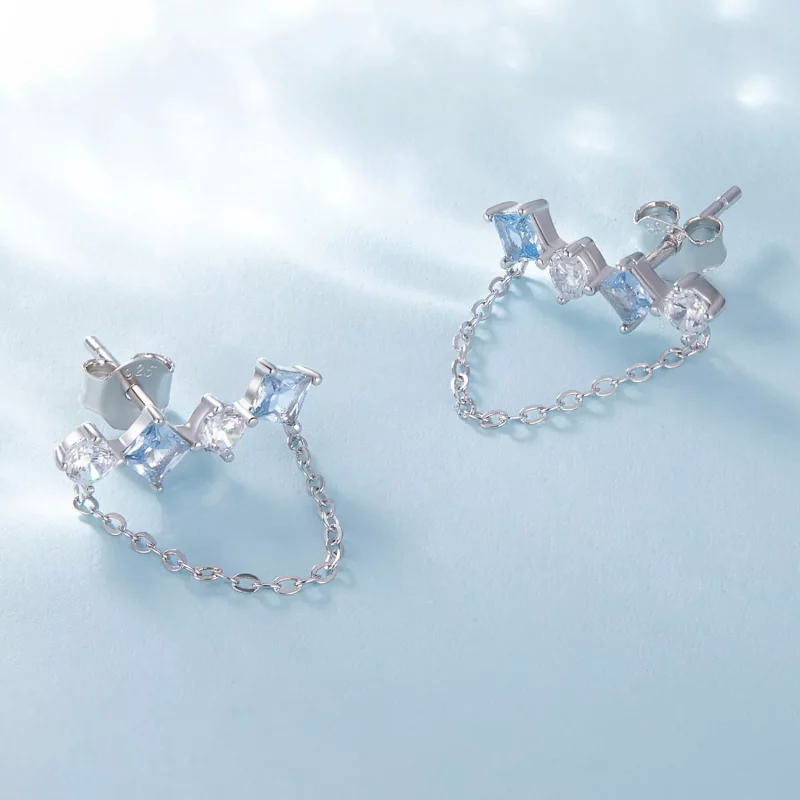 (imagen para) Pendientes de estilo Pandora con exquisitos detalles de piedras - SCE1585 - Ver 3