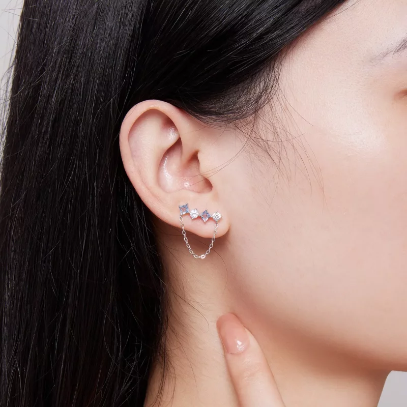 (imagen para) Pendientes de estilo Pandora con exquisitos detalles de piedras - SCE1585 - Ver 5
