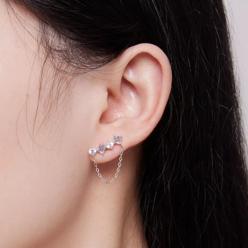 (imagen para) Pendientes de estilo Pandora con exquisitos detalles de piedras - SCE1585 - Ver 6