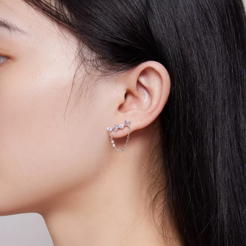 (imagen para) Pendientes de estilo Pandora con exquisitos detalles de piedras - SCE1585 - Ver 7