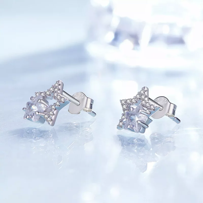 (imagen para) Pendientes de estilo Pandora con forma de estrellas - BSE878 - Ver 2