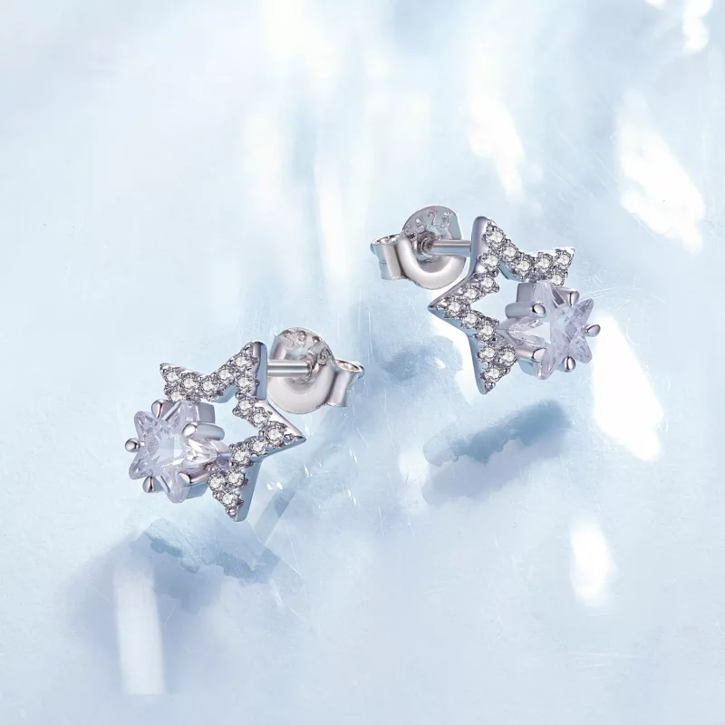 (imagen para) Pendientes de estilo Pandora con forma de estrellas - BSE878 - Ver 3
