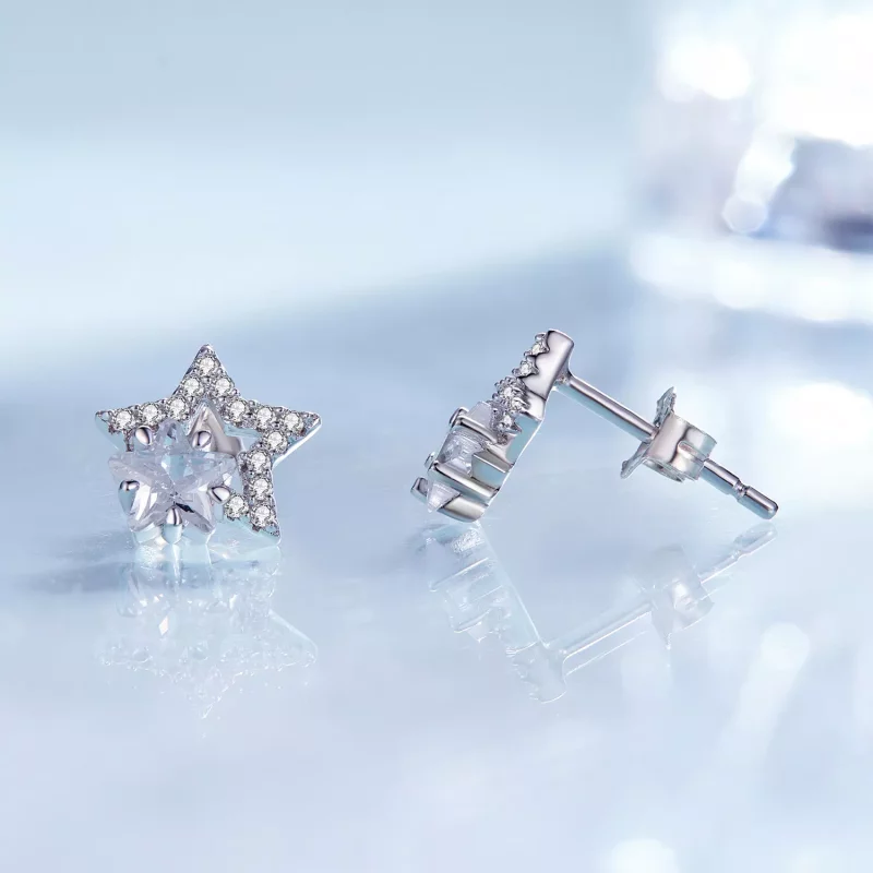 (imagen para) Pendientes de estilo Pandora con forma de estrellas - BSE878 - Ver 4
