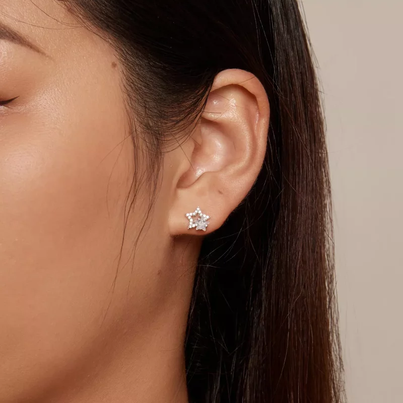 (imagen para) Pendientes de estilo Pandora con forma de estrellas - BSE878 - Ver 6