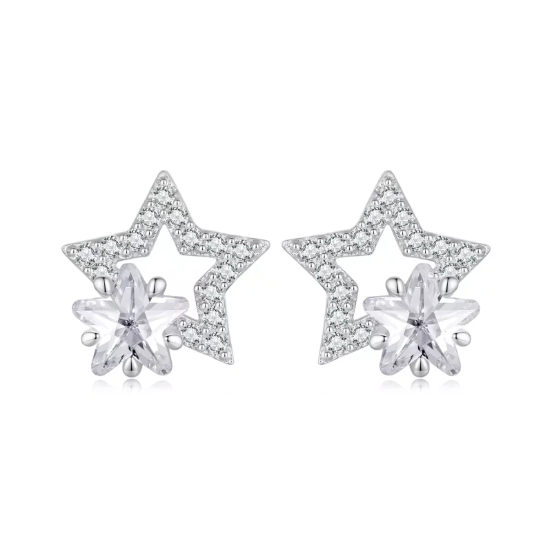 (imagen para) Pendientes de estilo Pandora con forma de estrellas - BSE878