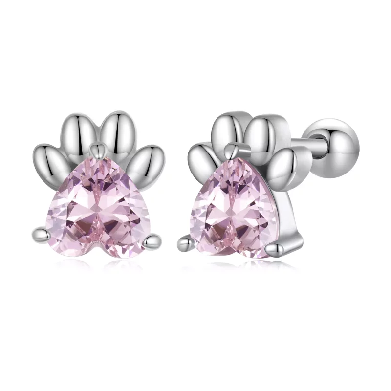 (imagen para) Pendientes de estilo Pandora con huellas de perro rosas - SCE1574 - Ver 8