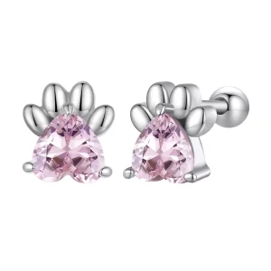 (imagen para) Pendientes de estilo Pandora con huellas de perro rosas - SCE1574