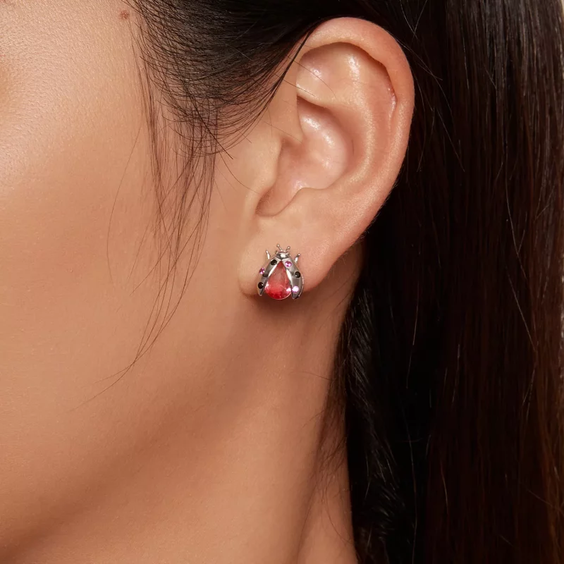 (imagen para) Pendientes de estilo Pandora con mariquitas - SCE1634 - Ver 7