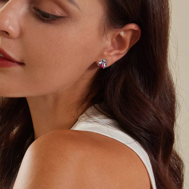 (imagen para) Pendientes de estilo Pandora con mariquitas - SCE1634 - Ver 8
