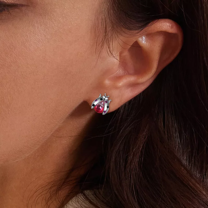 (imagen para) Pendientes de estilo Pandora con mariquitas - SCE1634 - Ver 9