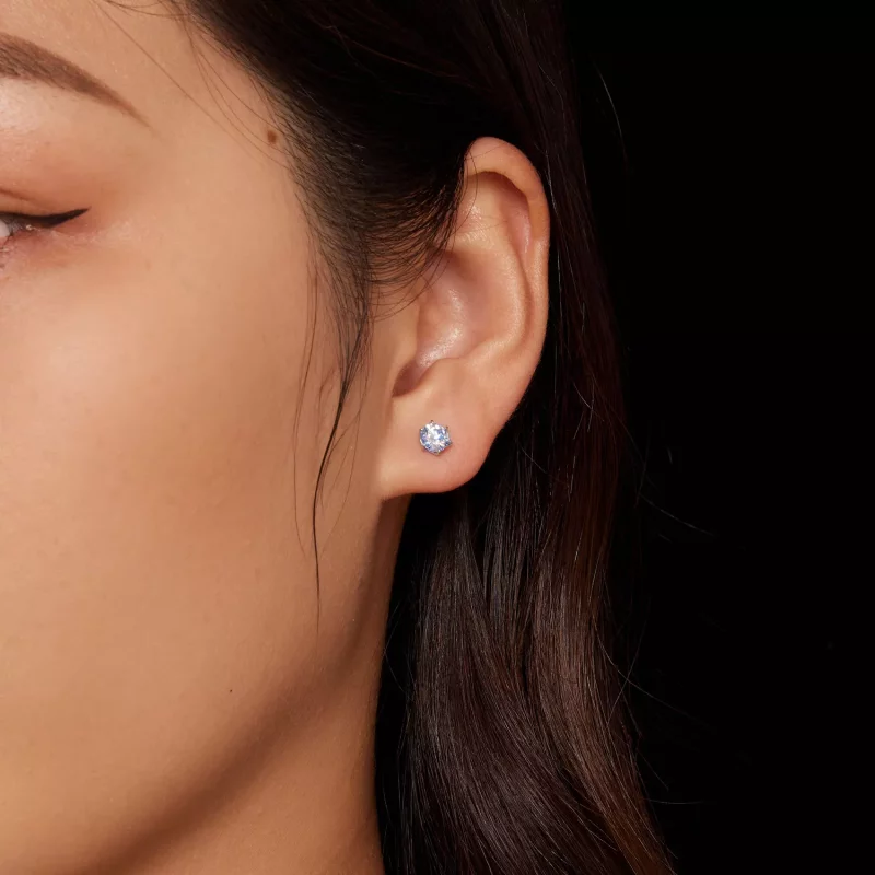 (imagen para) Pendientes de Estilo Pandora con Moissanita Aquamarina - MSE025-SLB - Ver 2