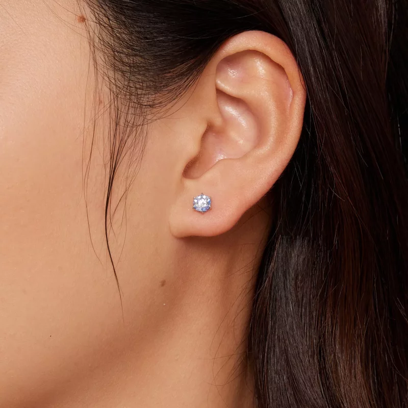 (imagen para) Pendientes de Estilo Pandora con Moissanita Aquamarina - MSE025-SLB - Ver 3