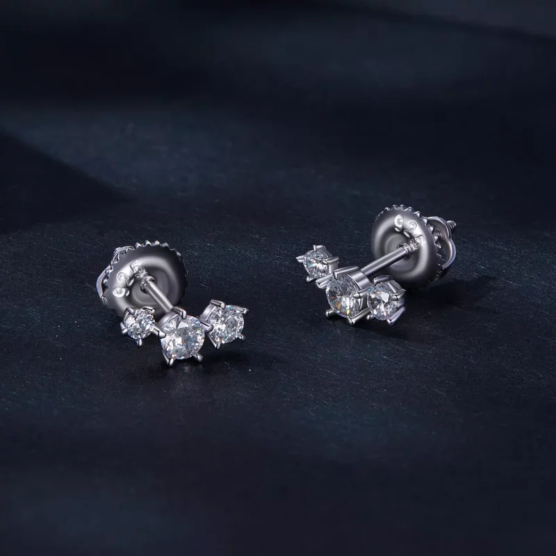 (imagen para) Pendientes de estilo Pandora con Moissanita (Un certificado) - MSE034 - Ver 2