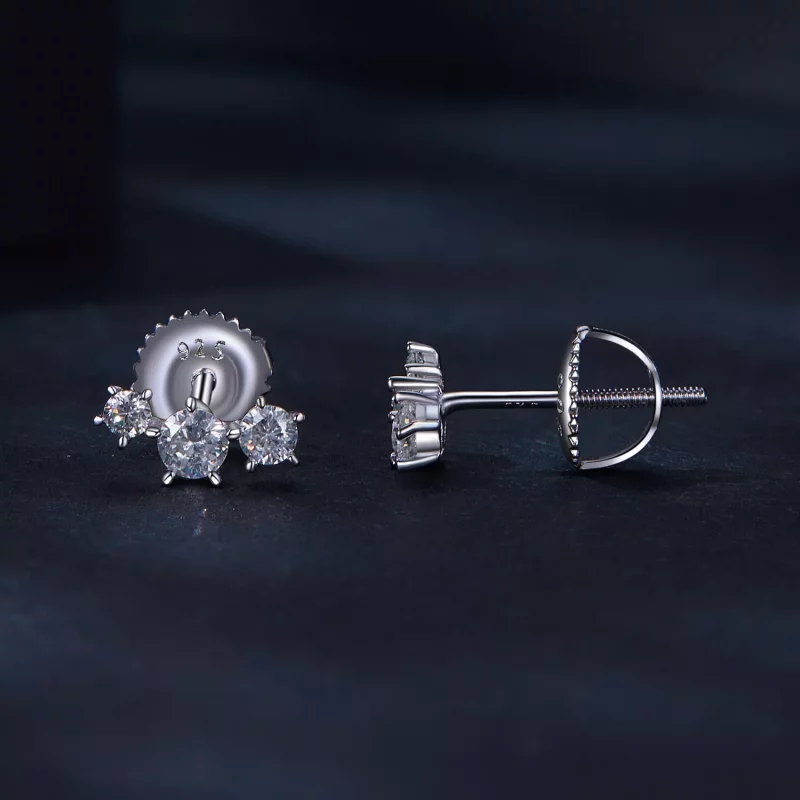 (imagen para) Pendientes de estilo Pandora con Moissanita (Un certificado) - MSE034 - Ver 3