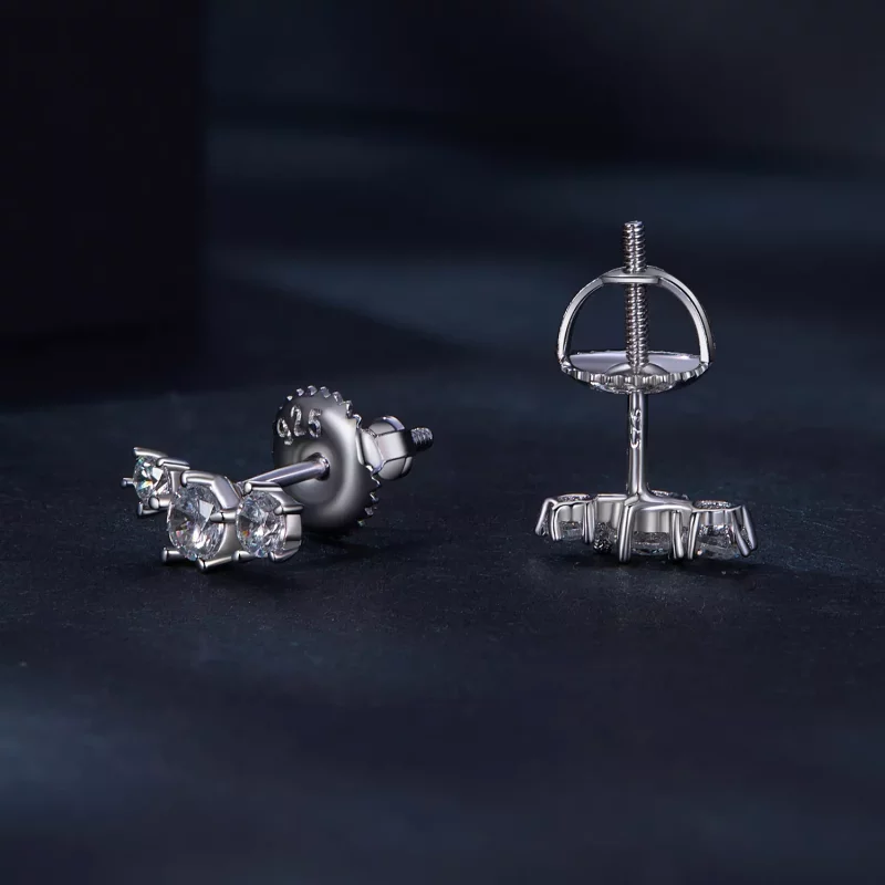 (imagen para) Pendientes de estilo Pandora con Moissanita (Un certificado) - MSE034 - Ver 4