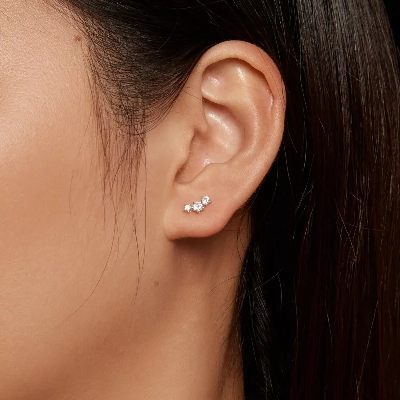(imagen para) Pendientes de estilo Pandora con Moissanita (Un certificado) - MSE034 - Ver 6