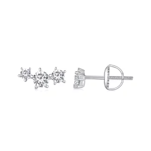 Pendientes de estilo Pandora con Moissanita (Un certificado) - MSE034 (imagen para) Pendientes de estilo Pandora con Moissanita (Un certificado) - MSE034