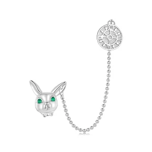 (imagen para) Pendientes de Estilo Pandora con Reloj de Conejo Blanco - SCE1617
