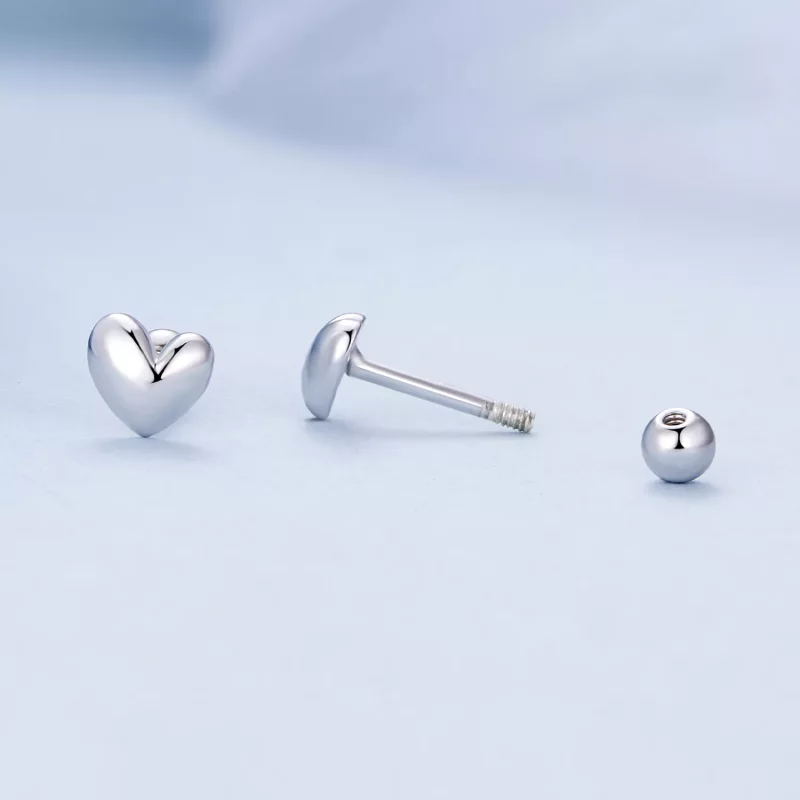 (imagen para) Pendientes de Estilo Pandora en forma de Corazón - BSE886 - Ver 4