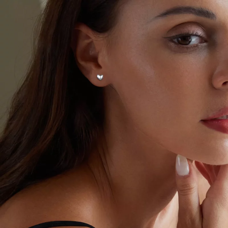 (imagen para) Pendientes de Estilo Pandora en forma de Corazón - BSE886 - Ver 5