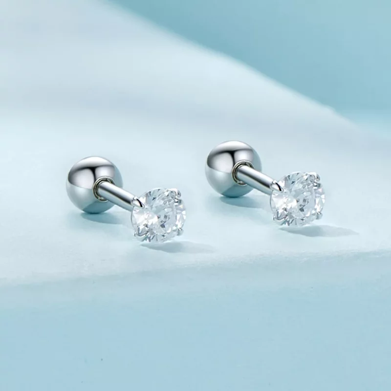 (imagen para) Pendientes de estilo Pandora en zirconio blanco - SCE1646-S - Ver 2