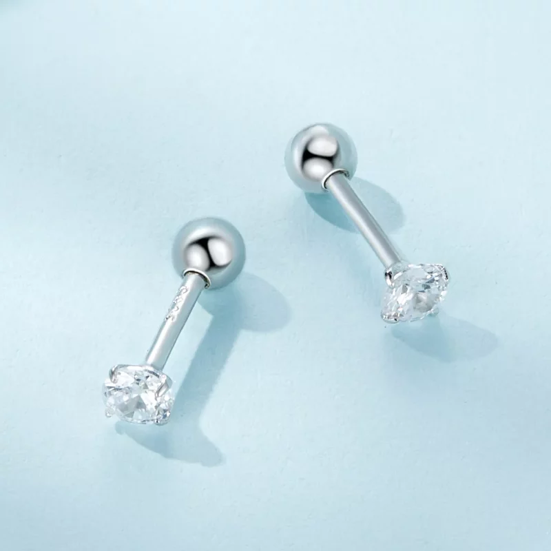(imagen para) Pendientes de estilo Pandora en zirconio blanco - SCE1646-S - Ver 3
