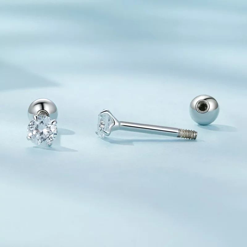 (imagen para) Pendientes de estilo Pandora en zirconio blanco - SCE1646-S - Ver 4