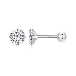 Pendientes de estilo Pandora en zirconio blanco - SCE1646-S (imagen para) Pendientes de estilo Pandora en zirconio blanco - SCE1646-S