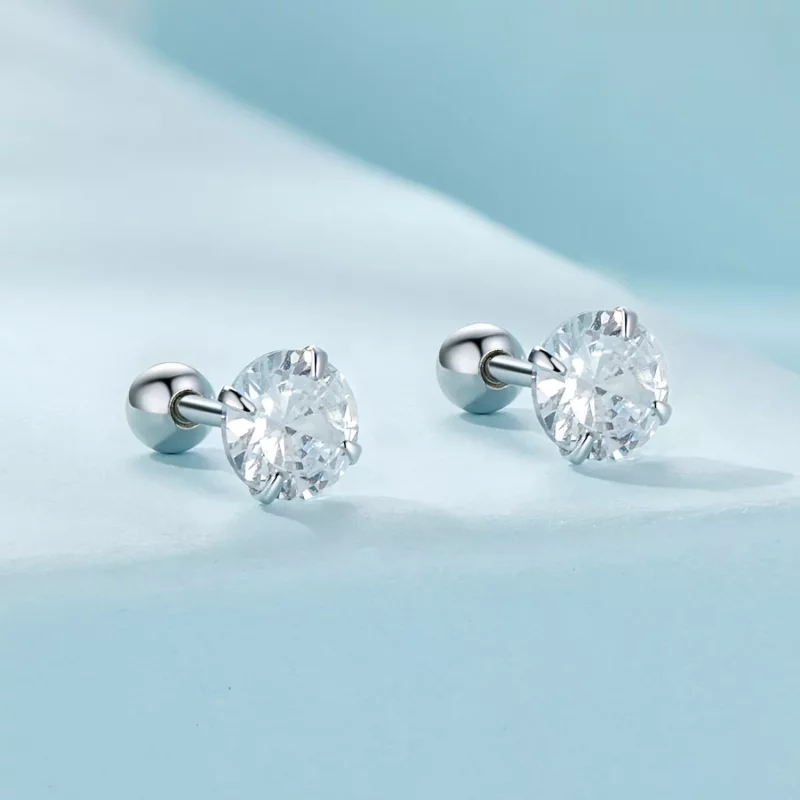 (imagen para) Pendientes de Estudios de Estilo Pandora con Circonio Blanco - SCE1646-M - Ver 2
