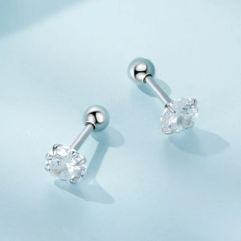 (imagen para) Pendientes de Estudios de Estilo Pandora con Circonio Blanco - SCE1646-M - Ver 3