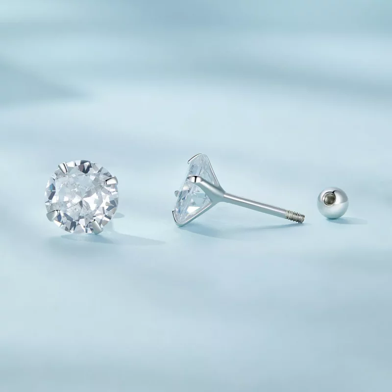 (imagen para) Pendientes de Estudios de Estilo Pandora con Circonio Blanco - SCE1646-M - Ver 4