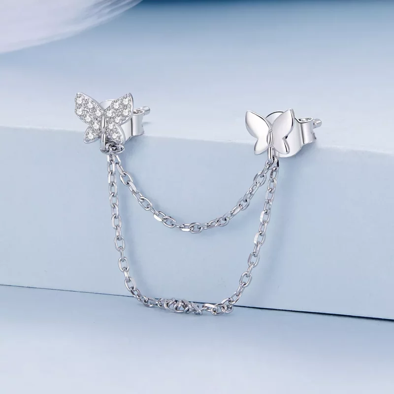 (imagen para) Pendientes de Mariposa al Estilo Pandora - BSE876 - Ver 2