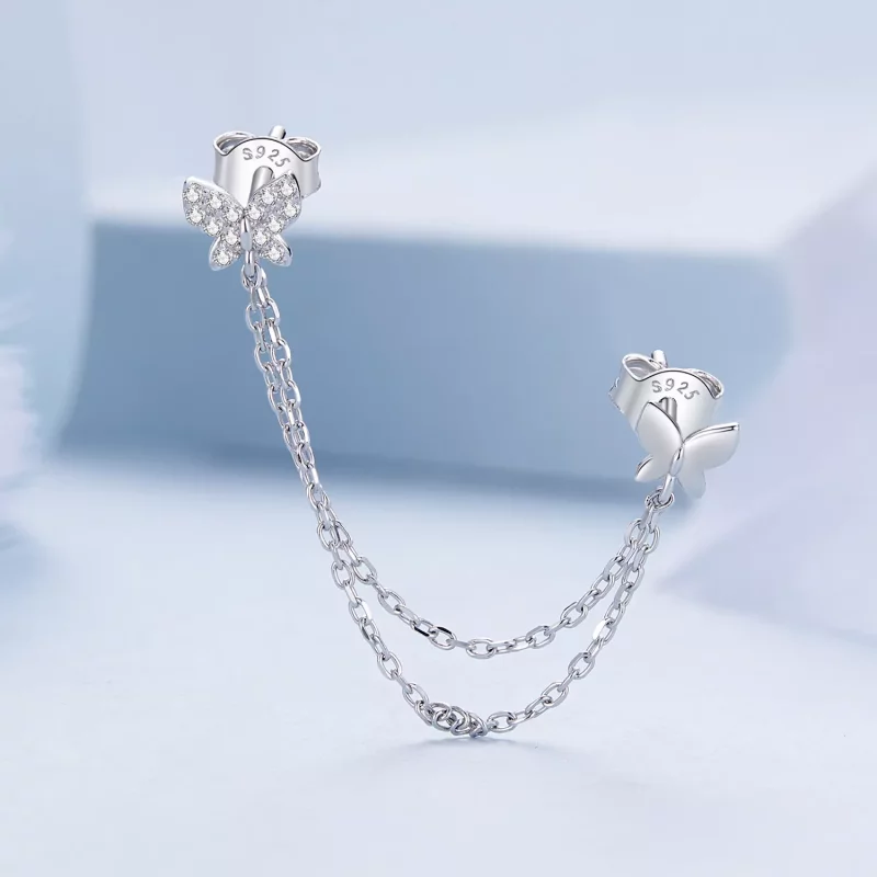 (imagen para) Pendientes de Mariposa al Estilo Pandora - BSE876 - Ver 3