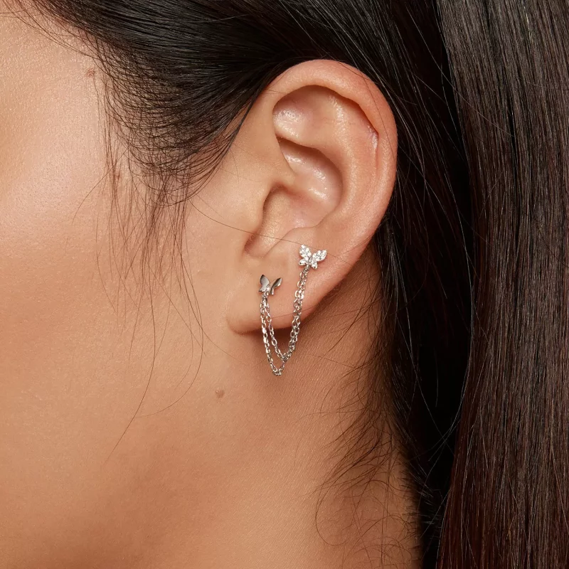 (imagen para) Pendientes de Mariposa al Estilo Pandora - BSE876 - Ver 5