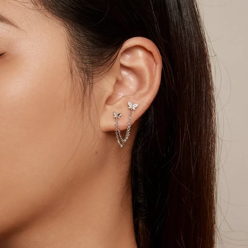 (imagen para) Pendientes de Mariposa al Estilo Pandora - BSE876 - Ver 7