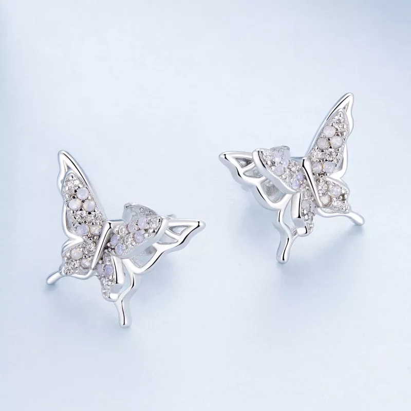 (imagen para) Pendientes de Mariposa de Estilo Pandora - BSE910 - Ver 3