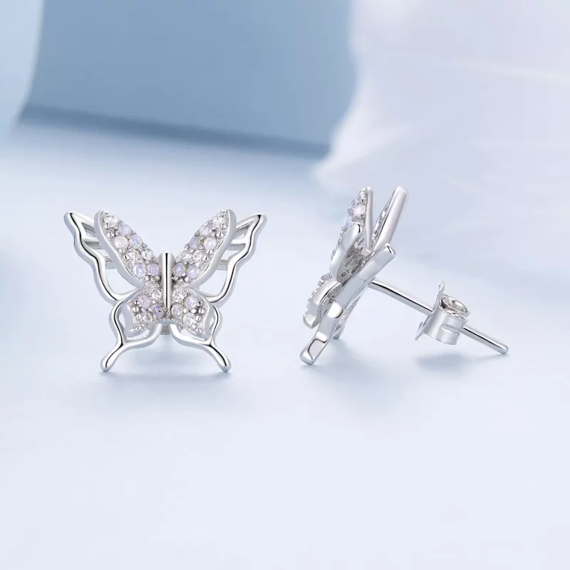 (imagen para) Pendientes de Mariposa de Estilo Pandora - BSE910 - Ver 4