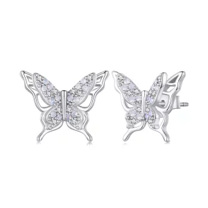 (imagen para) Pendientes de Mariposa de Estilo Pandora - BSE910