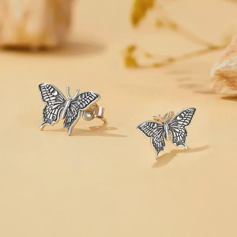(imagen para) Pendientes de mariposa estilo Pandora - SCE1637 - Ver 3