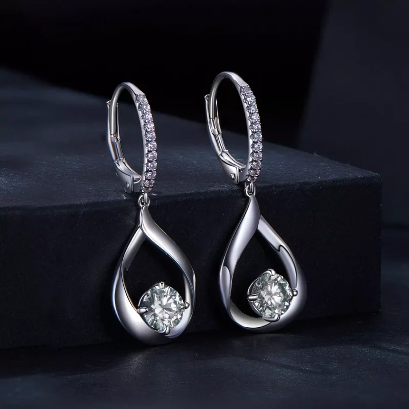 (imagen para) Pendientes de Moissanita con estilo Pandora en forma de gota (Dos certificados) - Ver 2
