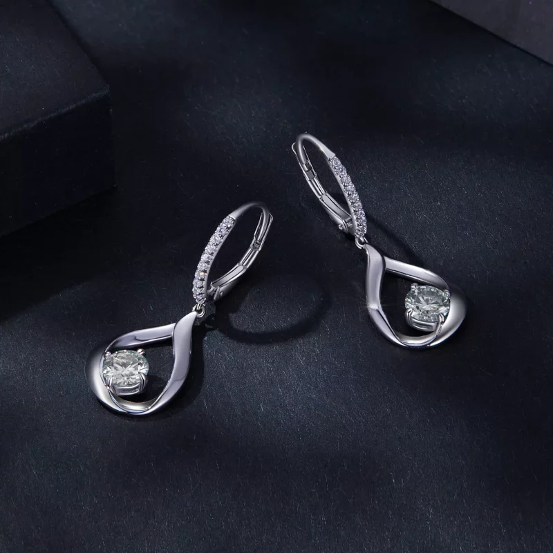 (imagen para) Pendientes de Moissanita con estilo Pandora en forma de gota (Dos certificados) - Ver 3
